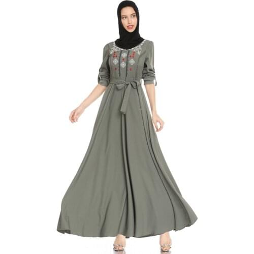 Vintage Embroidery Bohemia Long Dress Muslim Formal Dresses Arab Oman Turkey Morocco Maxi Robes Femme Eid Ramadan Abaya Clothes