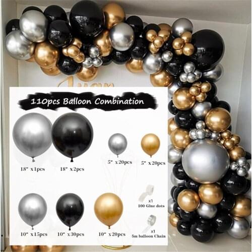 Balloon Arch Garland Kit Chrome Gold Latex Black Balloons Bride To Be Wedding Decoration Hawaiian Party Birthday Balloons Globos