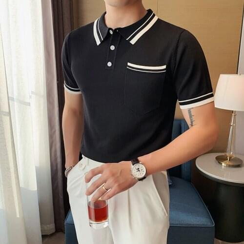 High Quality Mens Polo Shirts 2021 Summer Short Sleeve Slim Polo Shirts Business Casual Mens Clothing Lapel Mens Tee Tops