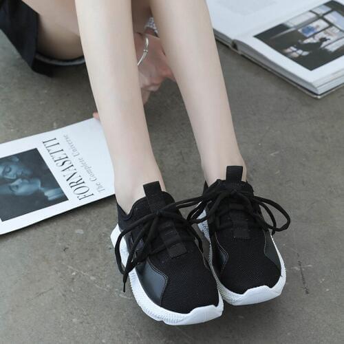 XEK Women Casual Shoes Mesh Breathable Platform Sneakers Chunky Harajuku Flat Thick Sole Tenis Wedge White Walking shoes YYJ80