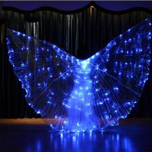New Flashing Blue Color Varied Belly Dance LED Wings Butterfly Dancer Costume Women Glowing Oriental Indian Bellydance Accessory