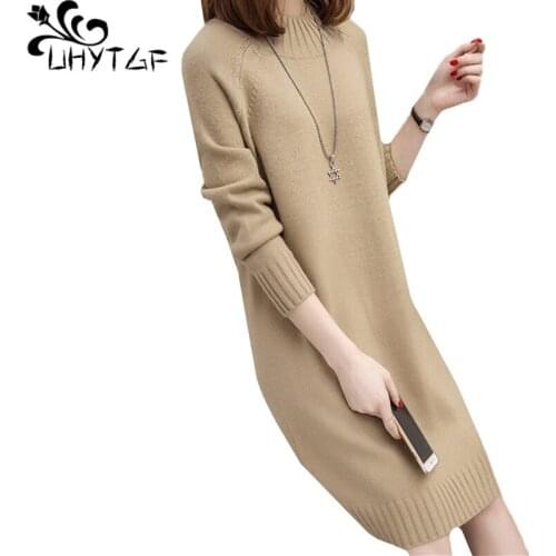 UHYTGF Autumn Winter Sweater Women Long-Sleeved Pullover Knitted Top Female Casual Stretch Warm Turtleneck Bottoming Dress 1818