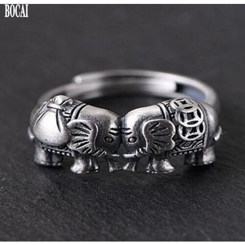 2019 New 100% S925 pure silver jewelry Thai silver fashion ring for female auspicious elephant ring womans silver ring