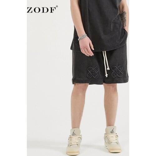 ZODF 2021 Summer New Shorts Men Jogger Sweatshorts Washing Vintage Loose Oversize Hip Hop High Street Running Shorts B37