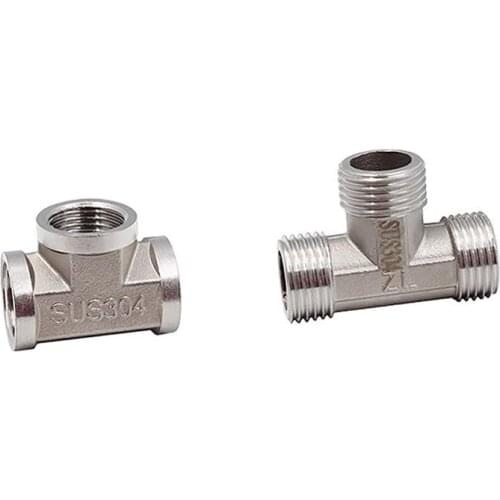 1Pcs 304 Stainless Steel 1/2 Inch Inner And Outer Wire Tee Joint Stainless Steel Pipe Fittings Garden Lawn Water Connector