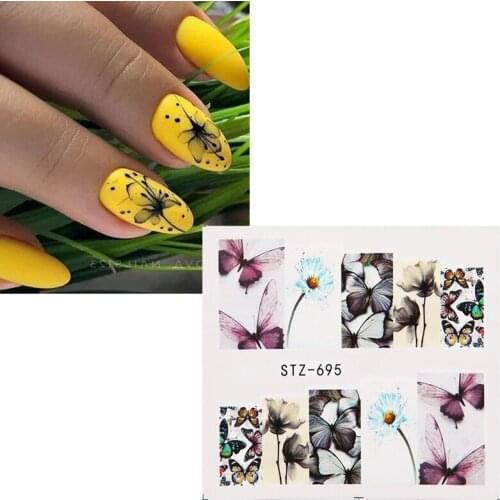 NEW Nail Stickers Designer Flower Leaf Flamingo DIY Adhesive Fashion Charm Pattern Gel Manicure Polish Nail Art Decoration 1PCS