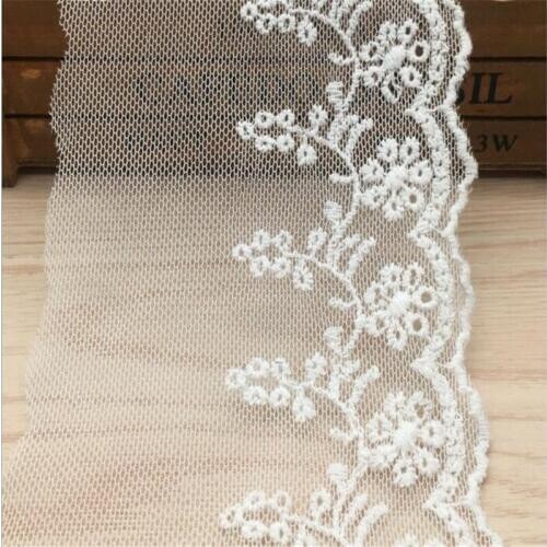 1 Yard 10cm Width Embroidery Lace Trims White For Clothing Accessories Dress Sewing Applique Costume Lace Fabrics