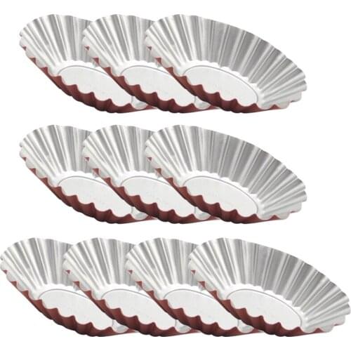 10PCS Carbon steel Egg Tart Cup Reusable Tart Pan Quiche Pan Tartlet Mold Muffin Cup for Cake Baking Tools