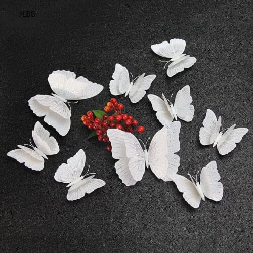 12Pcs Ambilight double-layer 3D Butterfly Wall Sticker for wedding decoration room Butterflies wall decor Fridge Magnet stickers