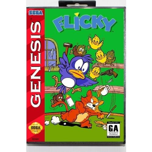16 bit Sega MD game Cartridge with Retail box - Flicky game card for Megadrive Genesis system