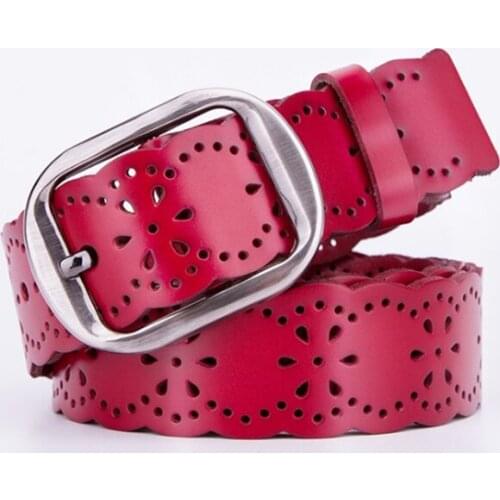 2021 Luxury Belts for Women Fashion Hollow Design High Quality Leather Belts Pin Buckle Waist Belts