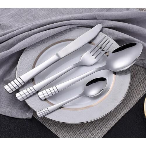 4Pcs/set Stainless Steel Flat ware Sets Plated Cutlery Dinner Set Tableware Silverware Dinner 150set