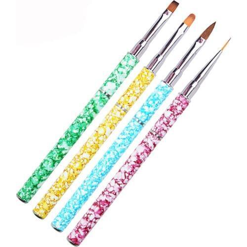 4 Type Graffiti Broken Porcelain Crystal Carved Brushes Nail Liner Pens Painting Drawing Flower Brush Extension Manicure Tool