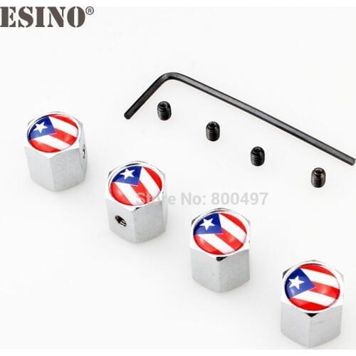 40 x Car Styling Puerto Rico Flag Anti-theft Stainless Wheel Tire Valve Stems Caps Car Wheel Tire Stem Air Valve Caps