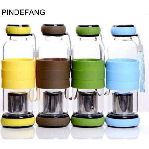 450ml Creative Pumpkin Heat-resistant Glass Sport bottle with Tea Strainer Portable Outdoor Tumbler Sporting Water Tea Bottle