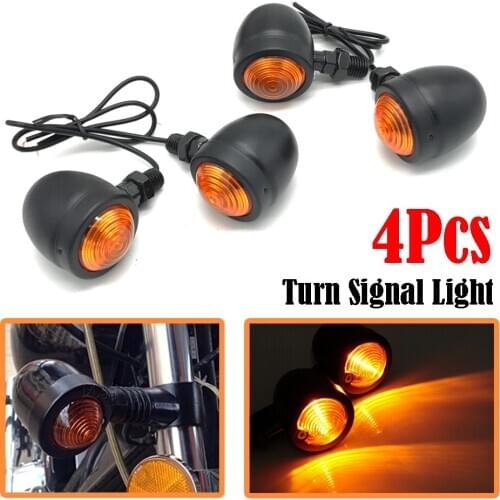 4x 12V Motorcycle Bullet Turn Singnal Amber Linal Indicator Lights Lamp Fit for Harley Chopper Yamaha Suzuki Kawasaki Dirt Bike