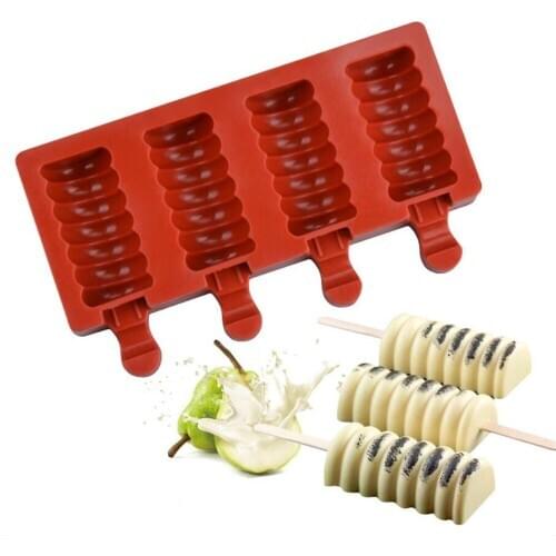 5pcs/lot4 Cell Silicone Ice Cream Mold Juice Popsicle Maker Children Mould Silicone Lolly Tray Molds