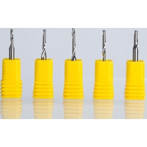 6pcs Single Flute CNC Router Bits One Flute Spiral End Mills 3.175mm Carbide Milling Cutter Spiral PVC Cutter