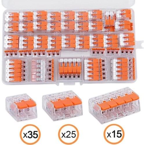 75Pcs Lever Wire Connectors 2/3/5 Port Electric Cable Clamp Mini Quick Terminal E5BE