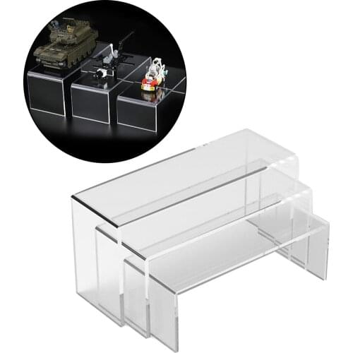 Acrylic Transparent 3-Steps Display Riser Stand Perfume Cosmetic Cars Model Toys Counter Rack Storage Shelf Holder
