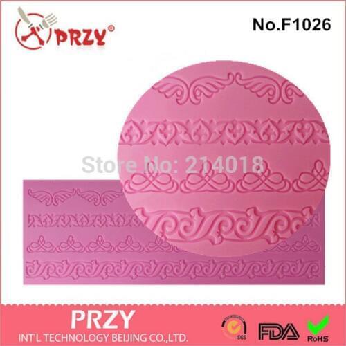Free shipping Chocolate decoration silicone fondant lace Mold Mould cake decoration pastry tools Lace mould No.f1026