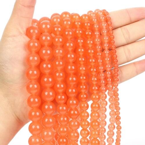 Natural Stone Beads Watermelon Red Chalcedony Charm Round Loose Beads for Jewelry Making Needlework DIY Bracelet Strand 4-12 MM