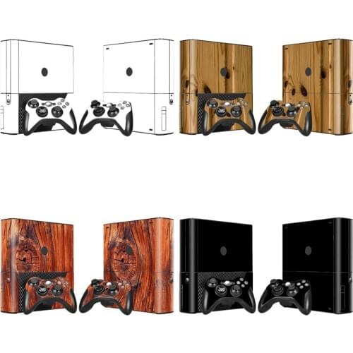 Pure and wood designVinyl Skin Sticker Protector for Xbox 360 E for Xbox 360 E with 2pcs Controllers Cover for Xbox 360E