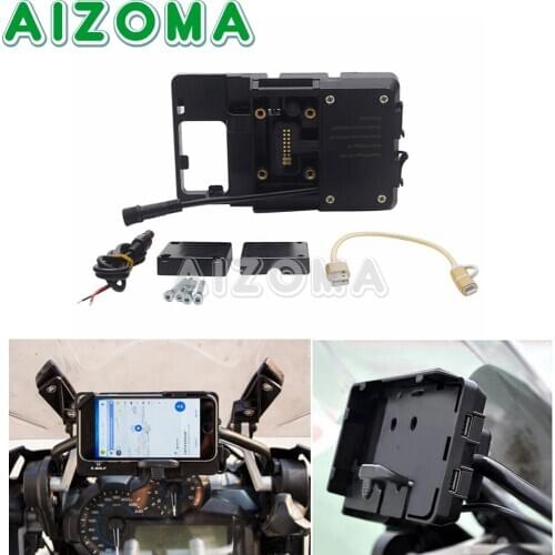 Motorcycle GPS Navigation Mobile Phone Holder Stand Bracket with USB Charger for BMW 700/800 GS R1200GS Honda CRF1000L 2016