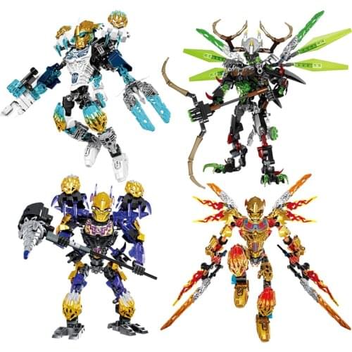 BIONICLE Tahu Ikir Umarak Uxar Kopaka Melum Onua Terak Action Figures Building Block Toy For Kid Compatible Major Brand 4pcs/Set