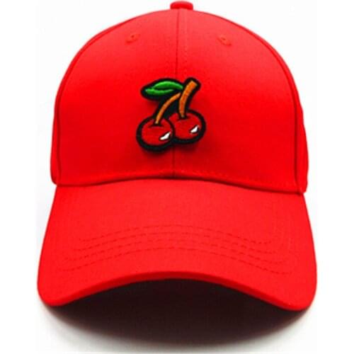 Cherry Fruit Embroidery Cotton Baseball Cap Hip-hop Cap Adjustable Snapback Hats for Men and Women 183