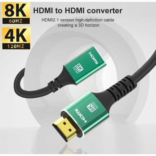 8K HDMI 2.1 Cable Male To FemaleReal UHD HDR 48Gbps 8K@60Hz 4K@120Hz HDMI Ycbcr4:4:4 Converter for PS4 HDTVs Projectors