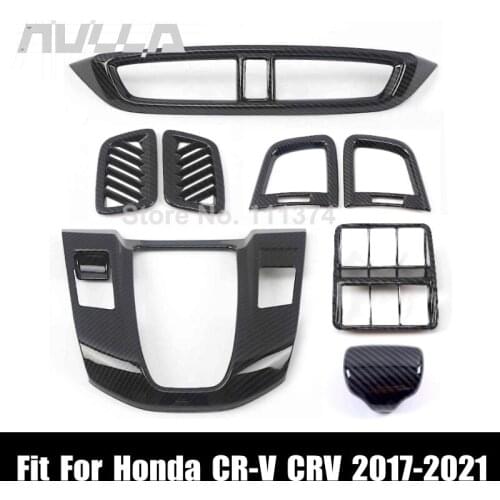 Carbon Look Car Interior Decoration For Honda CR-V CRV 2017 2019 2020 2021 Shift Knob Air Condition Outlet Vent Frame Cover Trim