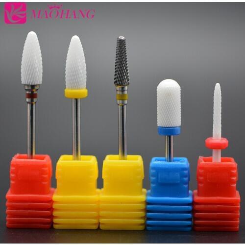 MAOHANG Ceramic and carbide nail drill bit milling cutter for electric drill file manicure machine remove gel polish varnish