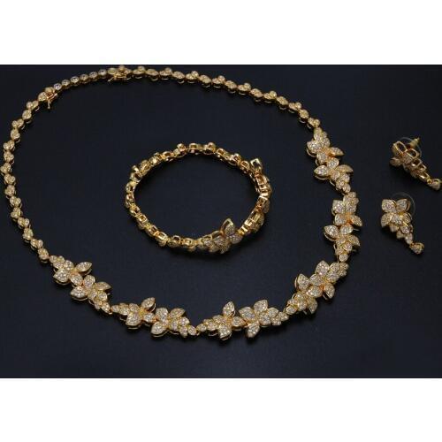 Hot New Women Bride Party Jewelry Sets White color with Cubic zircon 4 pcs sets ( necklace + bracelet + earrings+Ring)