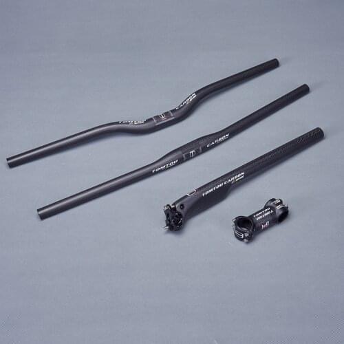 TOMTOU Matte 3K Carbon Fiber Cycling Road MTB Handlebars Sets Bicycle Steering Wheel MTB Bike Handlebar Seatpost Stem - PRO742