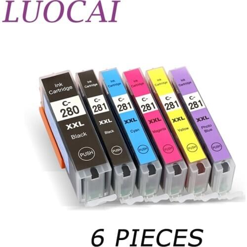 LuoCai 6pcs Compatible Ink Cartridges 6pcs for Canon TR7520 TR8520 TS6120 TS8120 TS9120 PGI-280 CLI-281 Printer