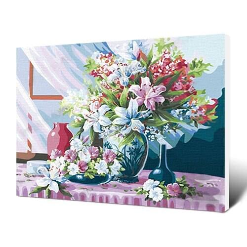 MaHuaf-X310 Framed Sunlight flowers DIY Painting By Numbers Kits Modern Wall Art Picture Handpainted For Home Decor 40x50cm