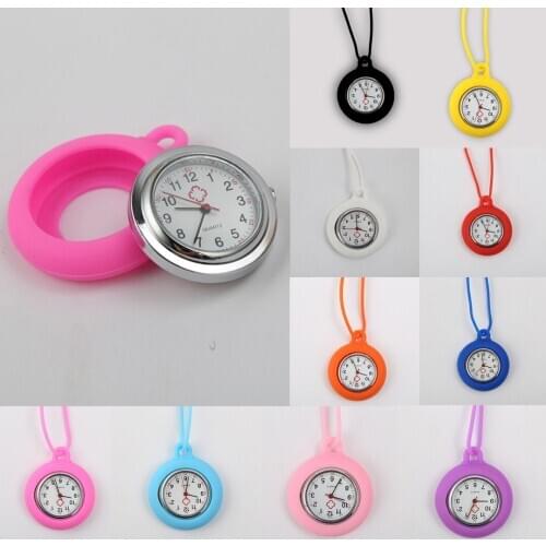 Nurse Watch Silicone Hanging Strap Doctor medical Arabic Numeral Dial Quartz Watch Clock Portable Candy Color Pendant Watch