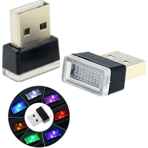 Mini USB Light LED Modeling Car Ambient Light Neon Interior Light Car Jewelry (7 kinds of light colors)