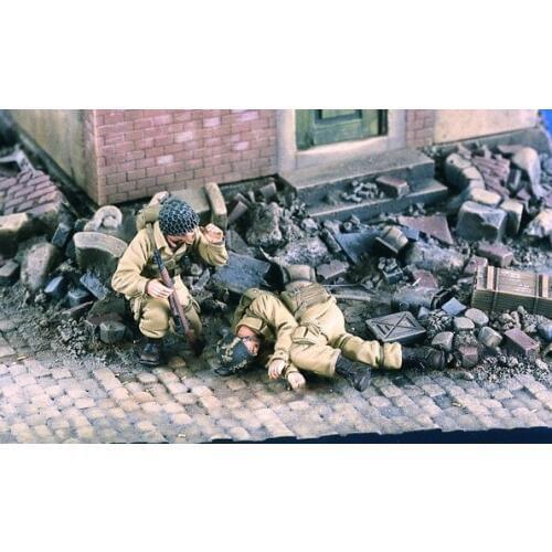 1/35 scale WW2 US Airborne Soldier Battle 2 people WWII Resin Model Kit Model Free Shipping