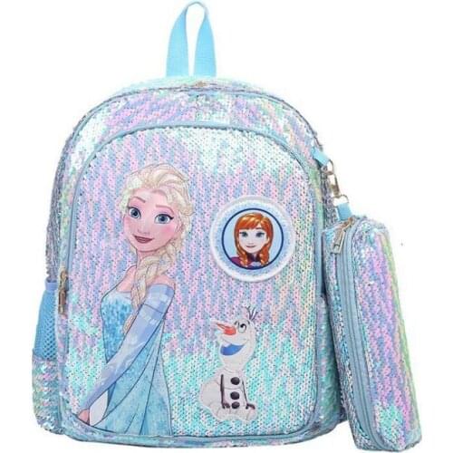 Fashion Sequins Ladies Cute Backpack Frozen Elsa Parent-child Multi-function Large-capacity School Bag Outdoor Travel Package