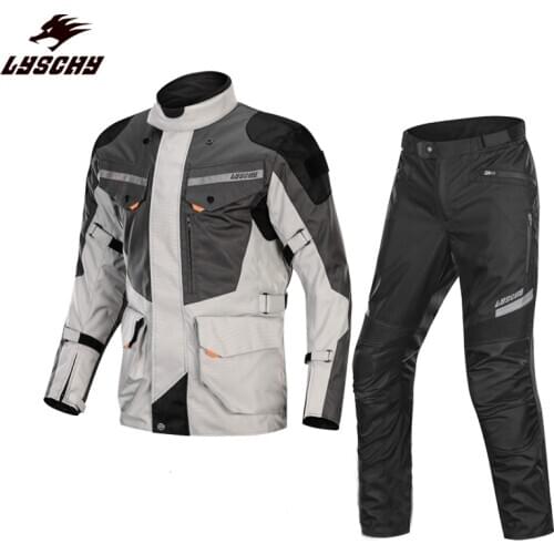 LYSCHY Autumn Winter Motorcycle Jacket suit Coldproof Waterproof Motocross racing Jacket pants Set Touring Clothing+CE protector