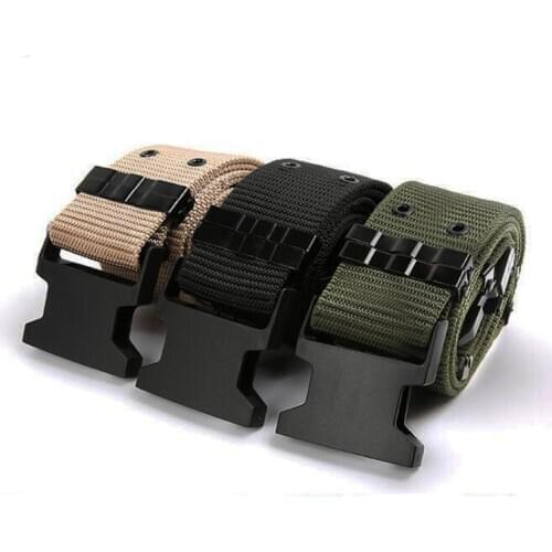 Men Outdoor Tactical Canvas Casual Portable Durable Safe Military Waistband Tactical Belt Support Camping Training Belts Gear