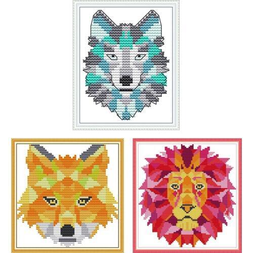 Joy Sunday Cross Stitch Stamped Kits Abstract Animal 14ct Printed on Canvas 11ct Embroidery Kit DMC Threads Sets DIY Needlework