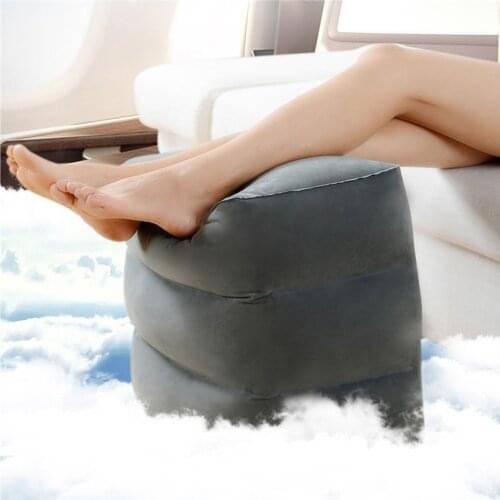 Inflatable Portable Travel Footrest Pillow Plane Train Kids Bed Foot Rest Pad Airplane Flat Bed Adjustable Height Leg Pillow
