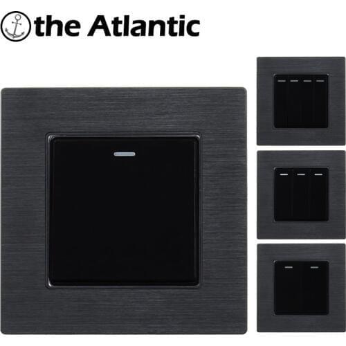 Wall Switch 1 2 3 4 Gang Button Fluorescent Lamp Lamp Light Switch ON / OFF Power Switch Button Interruptor Aluminum Metal Black