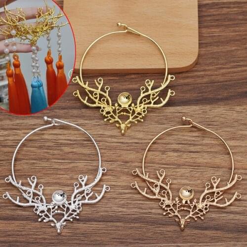 5 PCS 64x1.4mm New Retro Alloy Deer Hair Headdress Accessories For DIY Jewelry Making Component