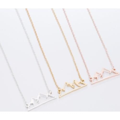 Lyvior Hollow Snow Mountain Necklace for Women Simple Hiking Mountain Peak Pendant Nature Jewelry Gift for Skiers Hikers Campers