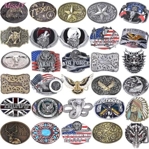36Styles Mens' Belt Buckle Belt Buckle Western Cowboy Flower Bottom Cow Flying Eagle Belt Buckle Gold Metal Jeans Accessories
