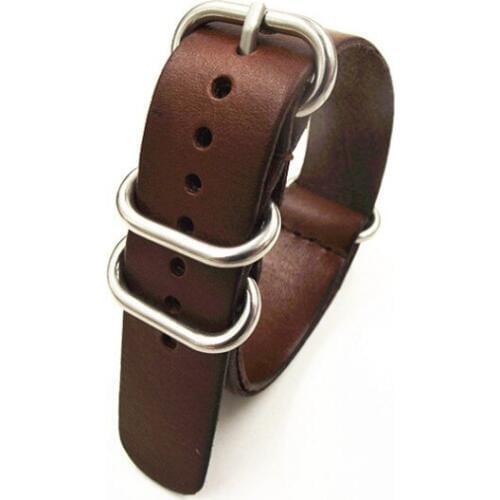 Wholesale 10PCS/lot High quality 22MM Nato strap genuine leather coffee color Watch band NATO straps zulu strap watch strap-0212